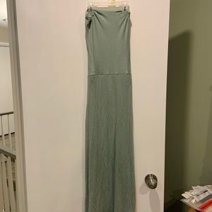 Sage green summer strapless dress